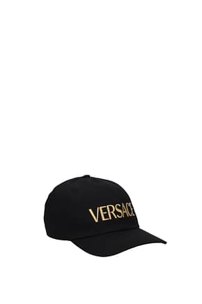 Versace 帽子 女性 コットン 黒 ゴールド
