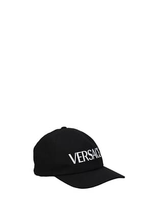 Versace 帽子 女性 コットン 黒 白