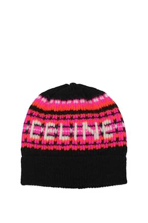 Celine Hats Men Wool Black Pink