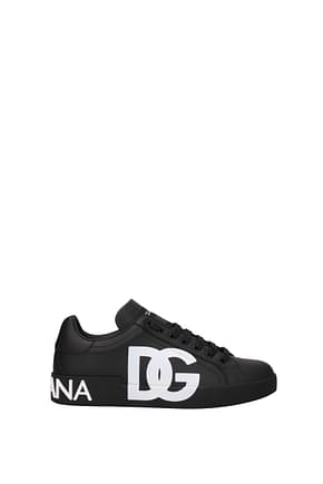 Dolce&Gabbana Sneakers Hombre Piel Negro Blanco