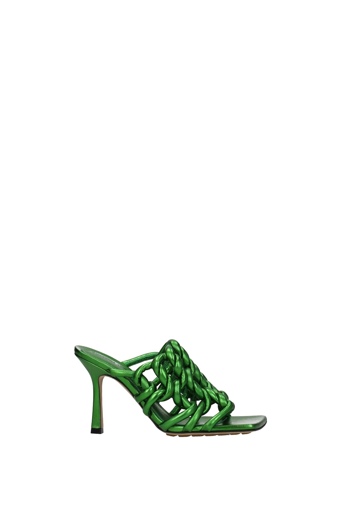 Bottega Veneta Sandals Stretch Twist Women Leather Green Green Beetle