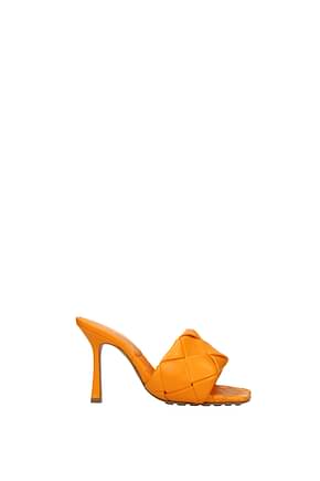Bottega Veneta Sandals Women Leather Orange Mandarin