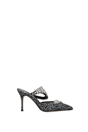 Manolo Blahnik Sandals lurum Women Fabric  Gray Leopard