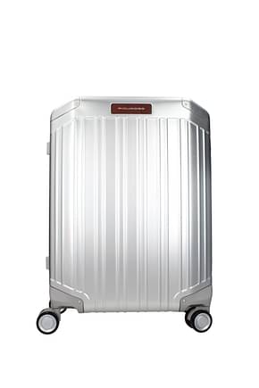 Piquadro Wheeled Luggages cabin 37l Men Metal Gray Leather