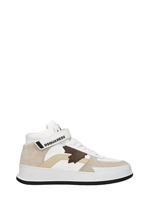 Dsquared2 Sneakers canadian Men Leather White Beige