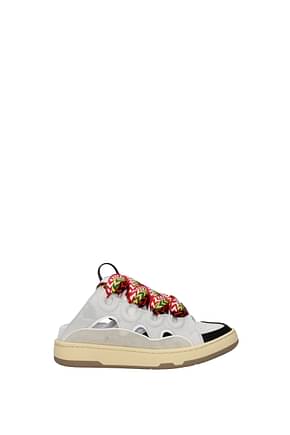Lanvin Sneakers curb Women Suede Gray Off White