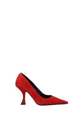 By Far Pumps Women Suede Red Tomato