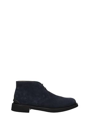Tod's Ankle Boot Men Suede Blue Midnight Blue