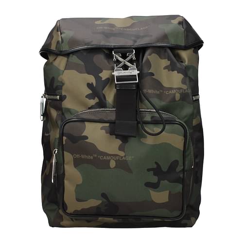 Off-White Green Camouflage Canvas Backpack Off-White