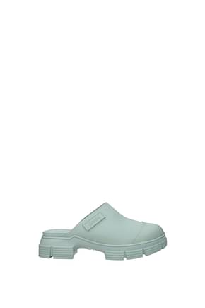 Ganni Slippers and clogs Women Rubber Green Fog