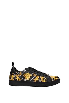 Versace Sneakers Hombre Piel Negro Oro