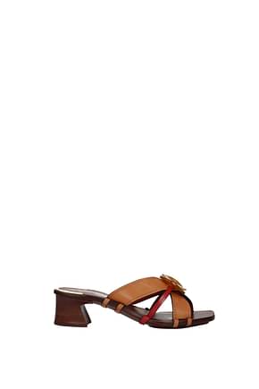 Tory Burch Sandals Women Leather Brown Camel