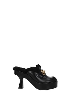 Versace Sandals Women Leather Black Gold