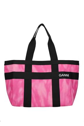 Ganni Shoulder bags Women Organic Cotton Pink Hydrangea