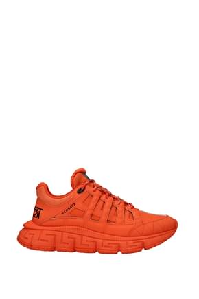 Versace Sneakers Uomo Tessuto Arancione Aragosta