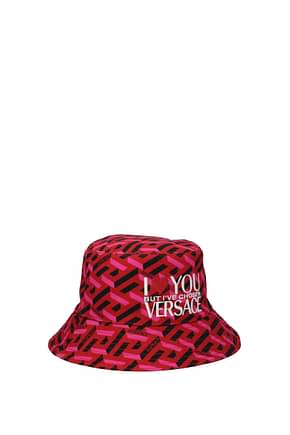 Versace Hats Women Cotton Red Fuchsia