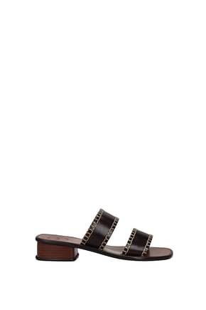 Chloé Slippers and clogs laia Women Leather Brown Ebony
