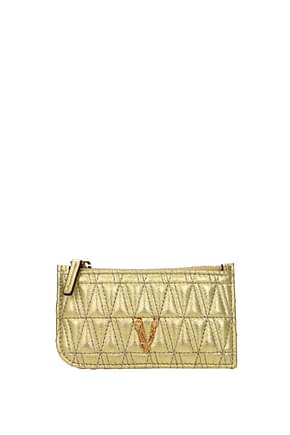 Versace Coin Purses Women Leather Gold