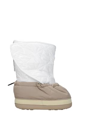 Khrisjoy टखने तक ढके जूते महिलाओं कपड़ा बेज सफेद