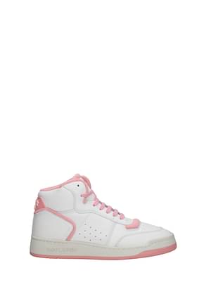 Saint Laurent Sneakers Femme Cuir Blanc Rose