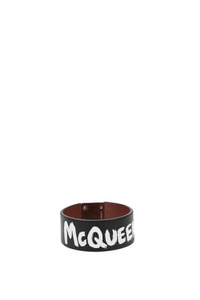 Alexander McQueen Bracelets Men Leather Black