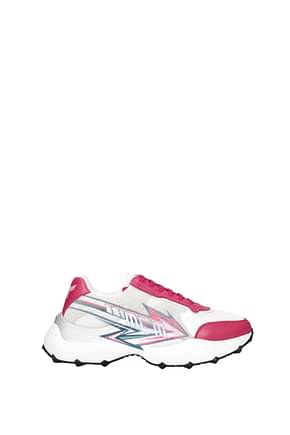 MCM Sneakers Donna Pelle Bianco Fuxia