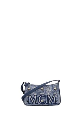 MCM Crossbody Bag Women Fabric  Blue Denim