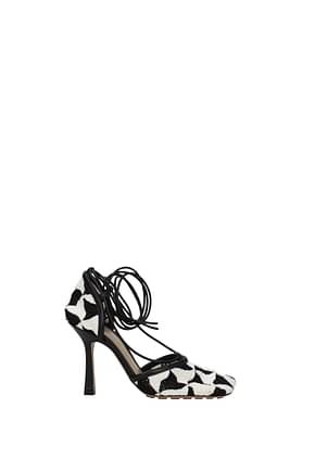 Bottega Veneta Sandals Women Fabric  Black Optic White