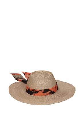 Salvatore Ferragamo القبعات نساء قش اللون البيج البرتقالي
