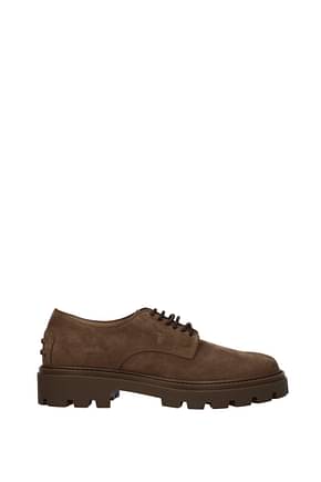 Tod's Lace up and Monkstrap Men Suede Brown Hazelnut
