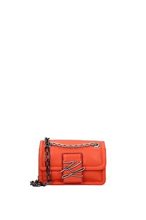 Karl Lagerfeld Crossbody Bag Women Leather Orange