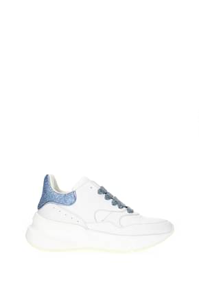 Alexander McQueen Sneakers Femme Cuir Blanc Pale Blue