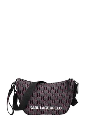 Karl Lagerfeld Crossbody Bag Women Fabric  Gray Pink