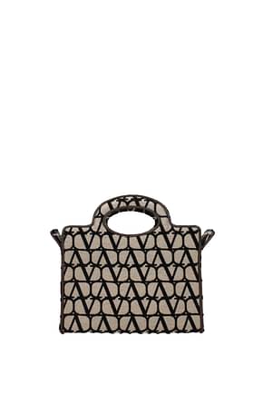 Valentino Garavani Handbags Women Fabric  Beige Dark Brown