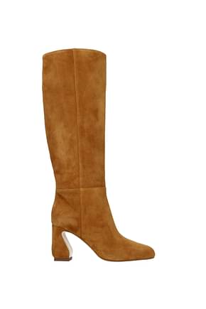 Sergio Rossi Boots si Women Suede Brown Leather