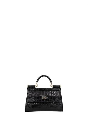 Dolce&Gabbana Handbags kim sicily Women Leather Black Leopard