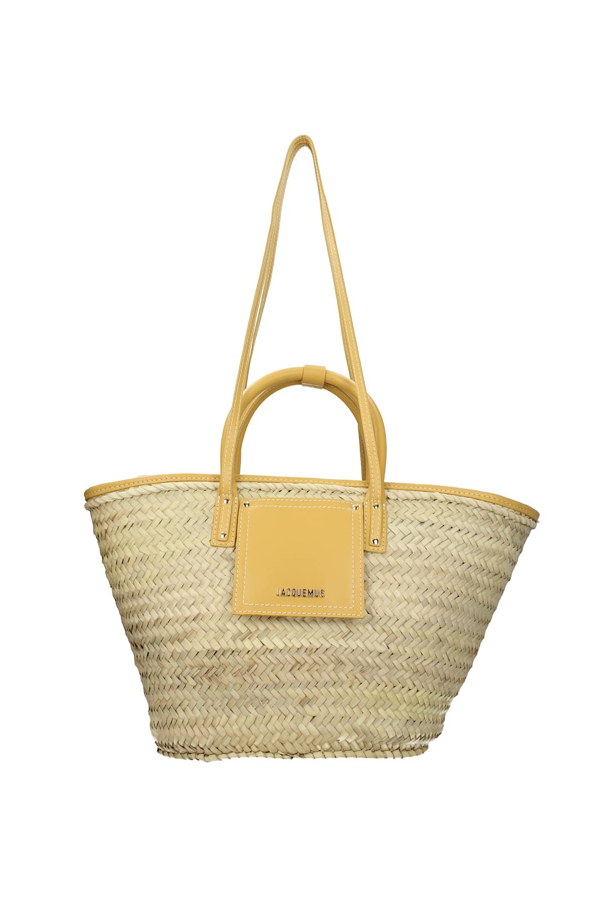 Jacquemus Le Panier Soli Straw & Leather Tote in Green