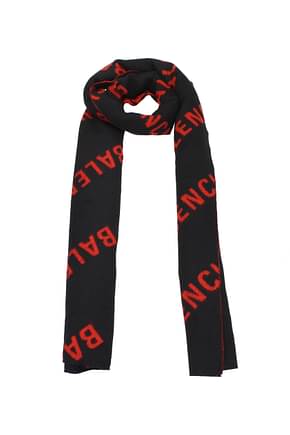 Balenciaga スカーフ 女性 ウール 黒 赤