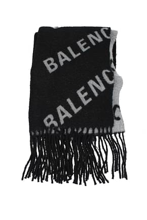 Balenciaga स्कार् पुरुषों ऊन काली धूसर
