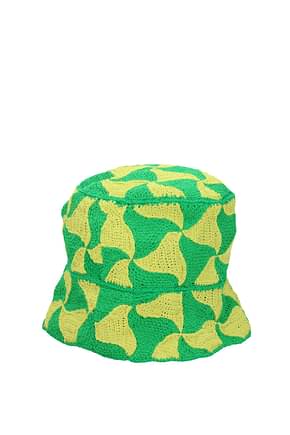 Bottega Veneta Hats Men Cotton Green Kiwi