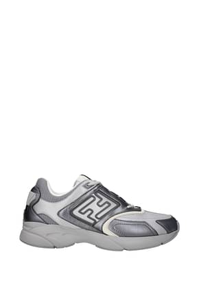 Fendi Sneakers faster Men Fabric  Gray Silver