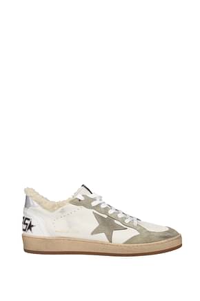 Golden Goose Sneakers ball star Femme Cuir Blanc Taupe
