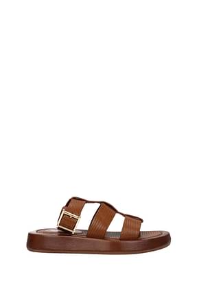 Burberry Sandals Women Leather Brown Tan