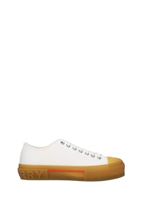 Burberry Sneakers Uomo Tessuto Bianco Marrone