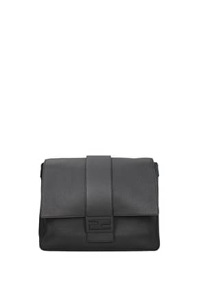 Fendi Handbags baguette messanger Men Leather Black