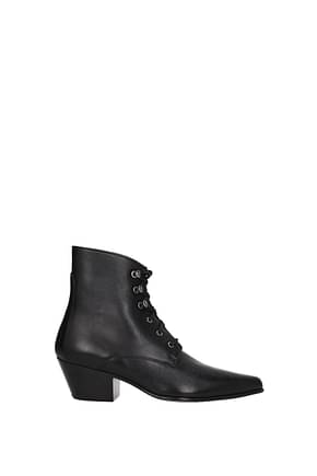 Saint Laurent टखने तक ढके जूते महिलाओं चमड़ा काली