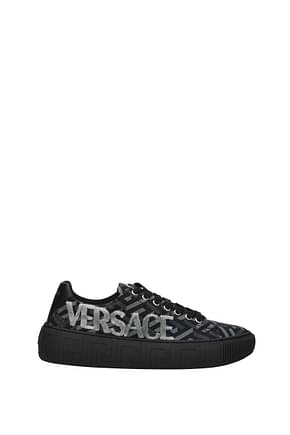 Versace Sneakers Homme Tissu Noir Gris
