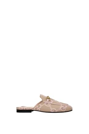 Gucci Slippers and clogs princetown Women Fabric  Beige Soft Pink