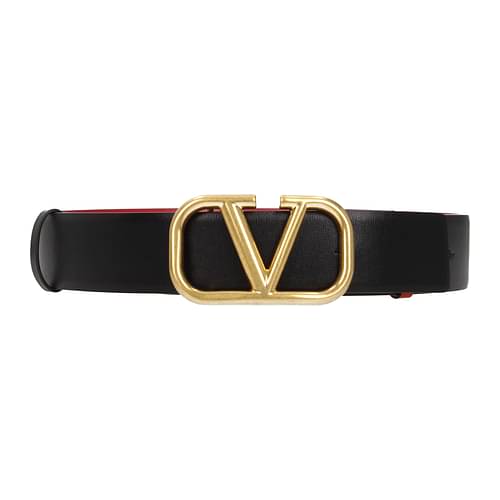 Valentino Vlogo 40mm Reversible Leather Belt, 6 / Black