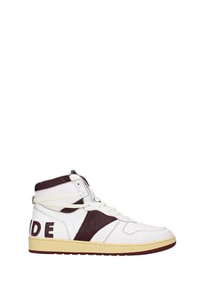 Rhude Sneakers Men Leather White Brown